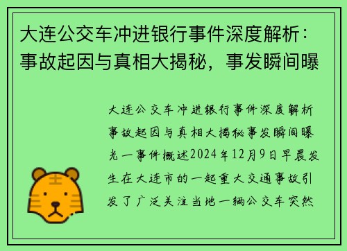 大连公交车冲进银行事件深度解析：事故起因与真相大揭秘，事发瞬间曝光