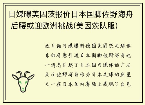 日媒曝美因茨报价日本国脚佐野海舟 后腰或迎欧洲挑战(美因茨队服)